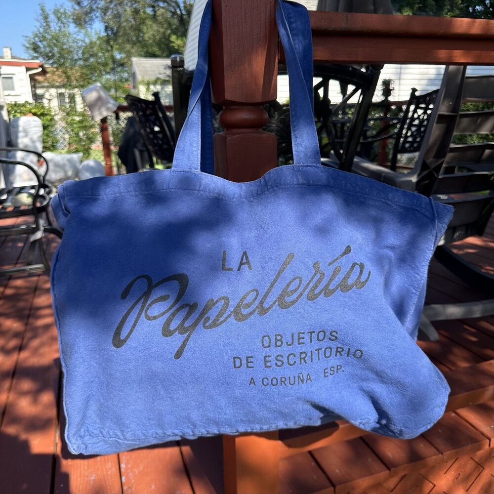 Zara Home x Saint Lazare Collab La Papeleria Canvas Tote Bag Blue Large Shopper